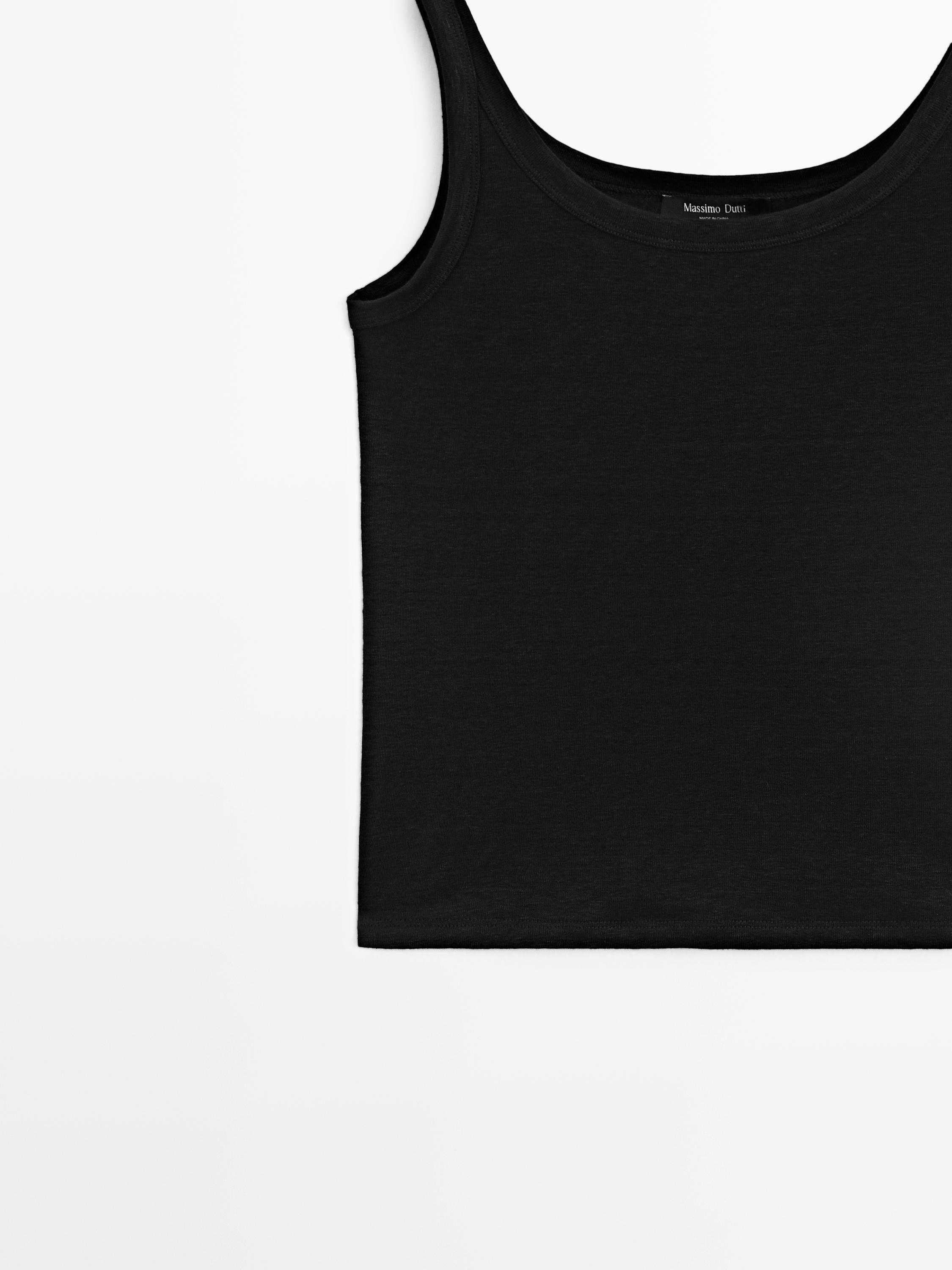Linen blend strappy top