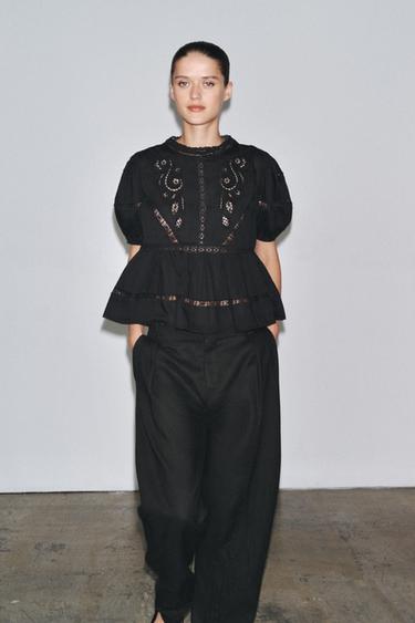 ROMANTISCHE BLUSE MIT STICKEREI ZW COLLECTION - Schwarz von Zara - Bild 0