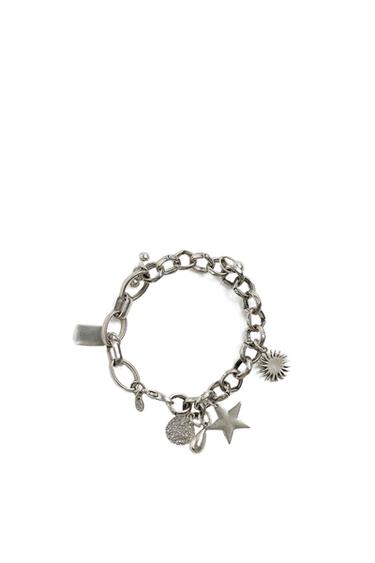 METAL CHARM BRACELET - Silver by Zara