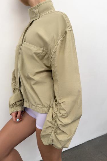 BLOUSON POPELINE EFFET DÉLAVÉ - Marron clair de Zara - Image 4