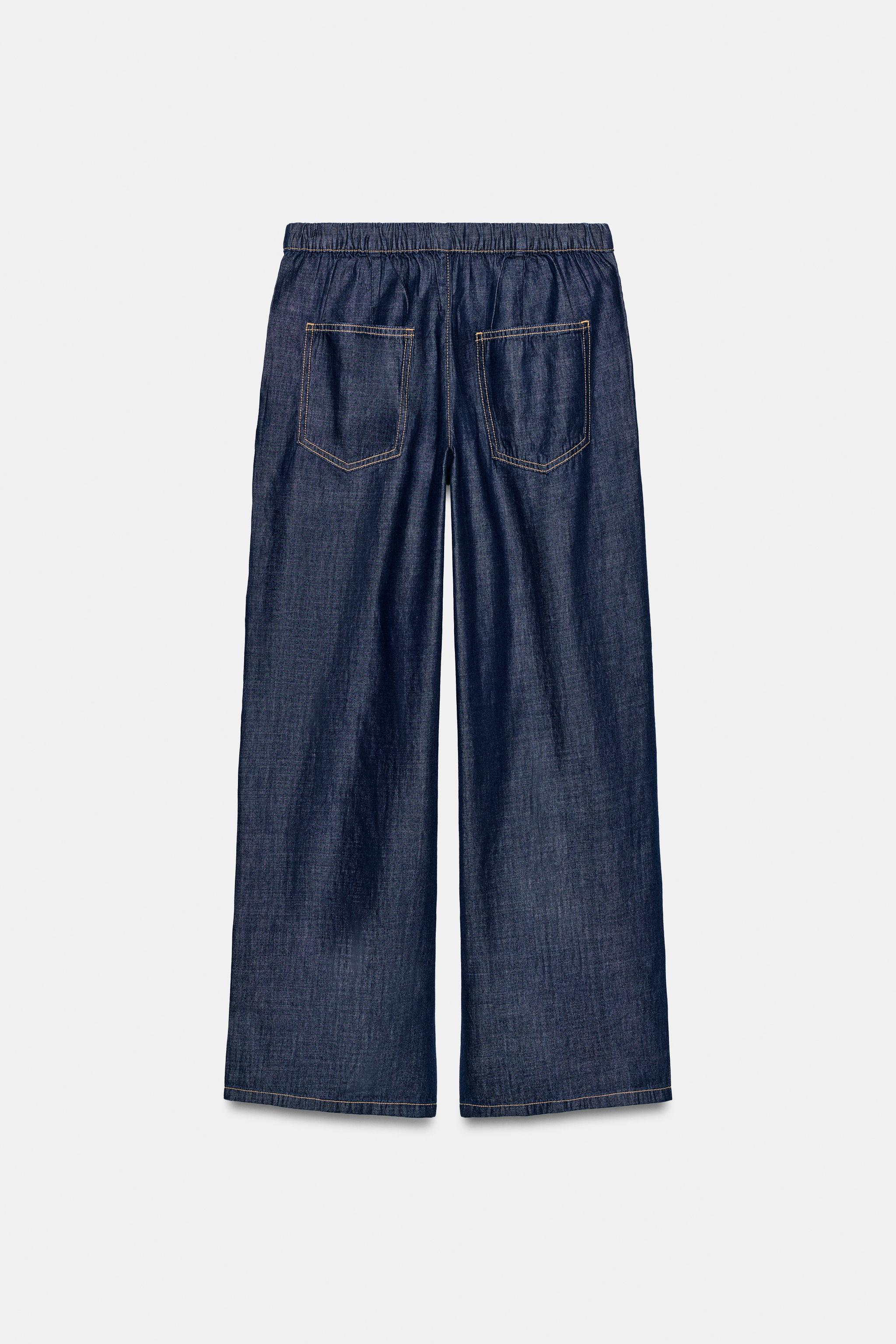 Zara Z1975 Yüksek Bel Jogger Geniş Paça Jean görsel 7