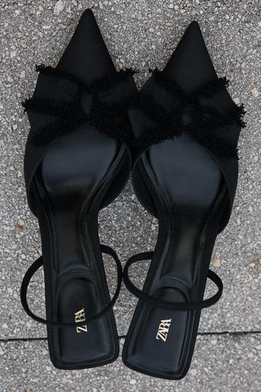 Zara SLING BACK BOW HEELS - Black - Image 0