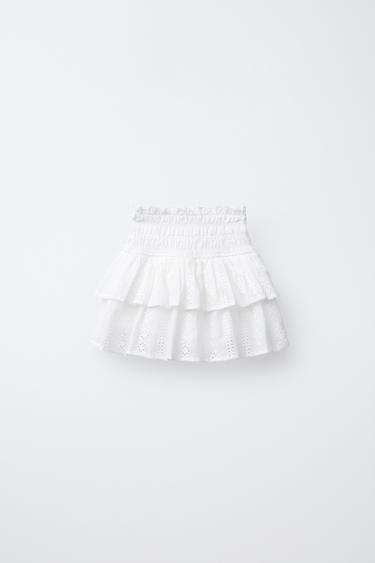 SCHIFFLI EMBROIDERY BERMUDA SKORT - White by Zara - Image 1