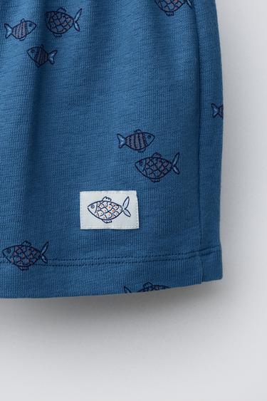 SHORT IMPRIMÉ POISSONS - Bleu de Zara - Image 3