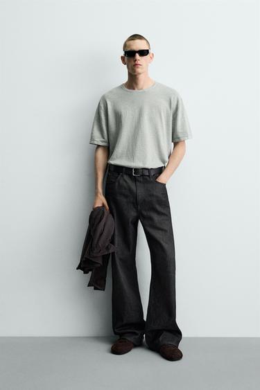 ФУТБОЛКА З ФАКТУРНОГО ТРИКОТАЖУ - Світло-синій Zara