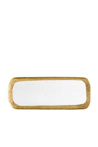 GLASS SERVING DISH WITH GOLD RIM - Gold by Zara