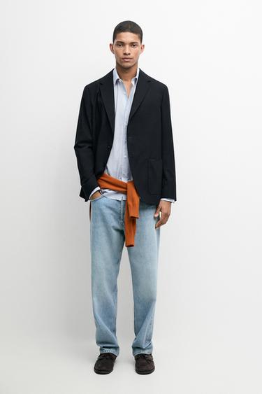 Zara Textured cold wool blazer - Deep blue