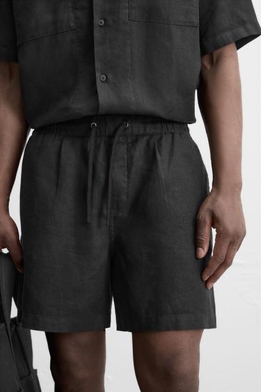 SHORT 100 % LIN - Noir de Zara - Image 4
