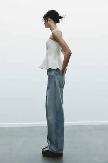 TOP BUSTIER PÉPLUM - Blanc de Zara - Image 2