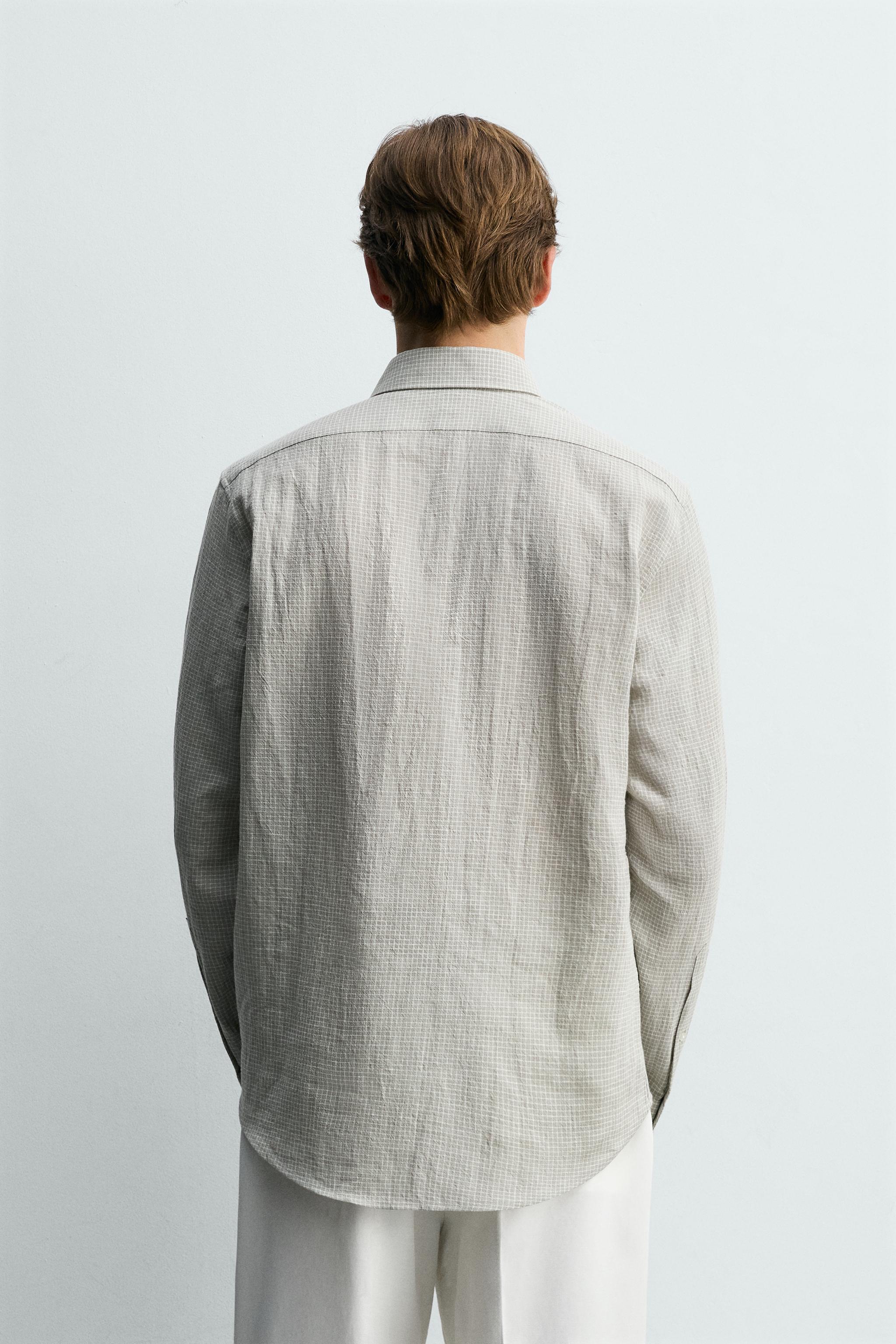PLAID LINEN-COTTON SHIRT