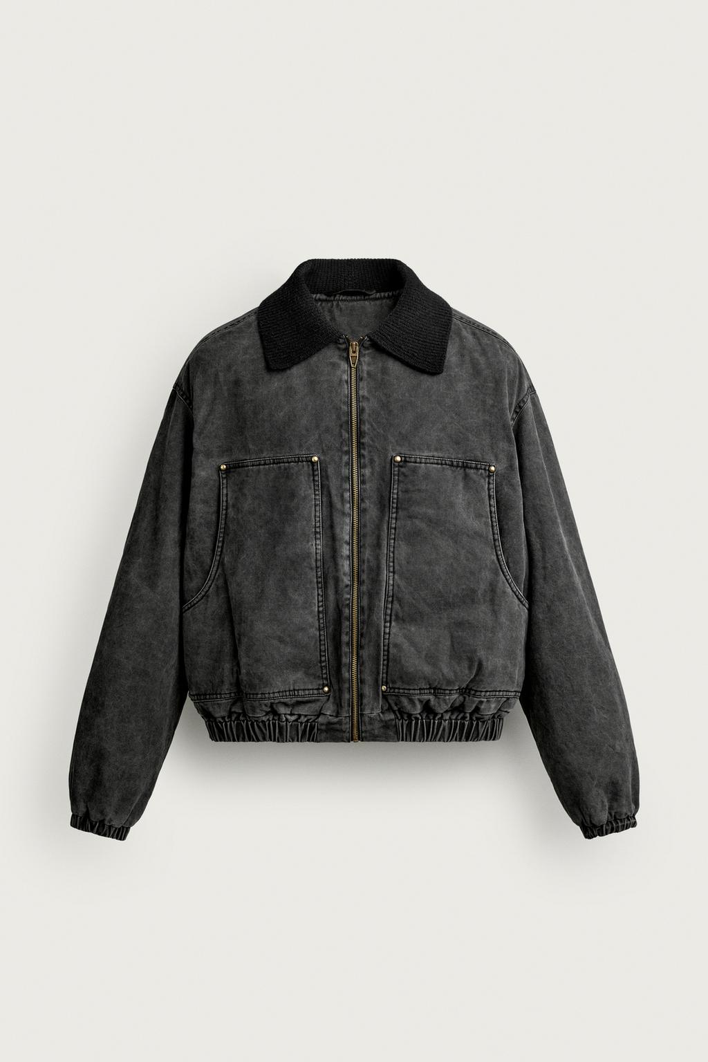 KNIT COLLAR CROPPED FIT JACKET