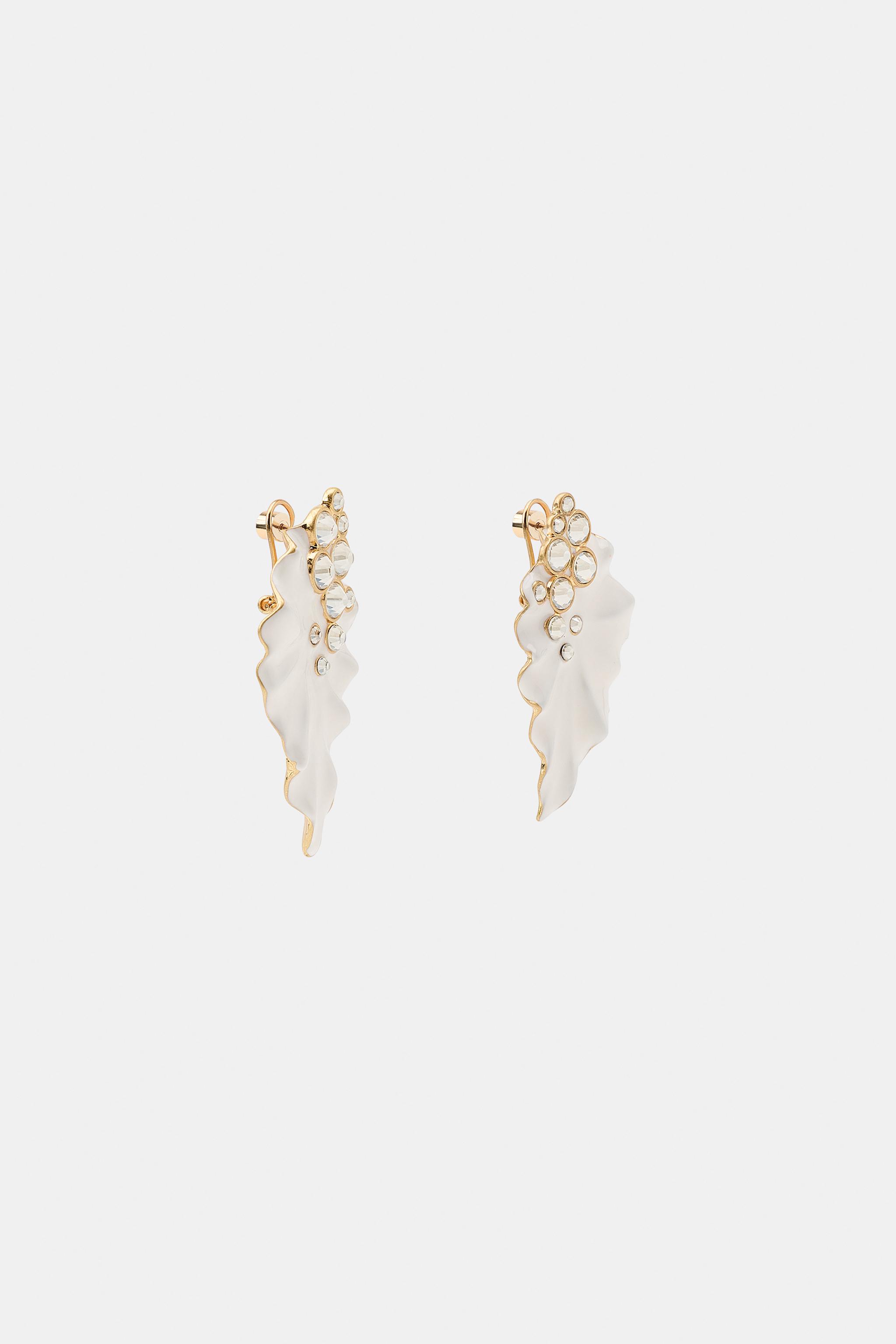 JEWELED LEAF EARRINGS