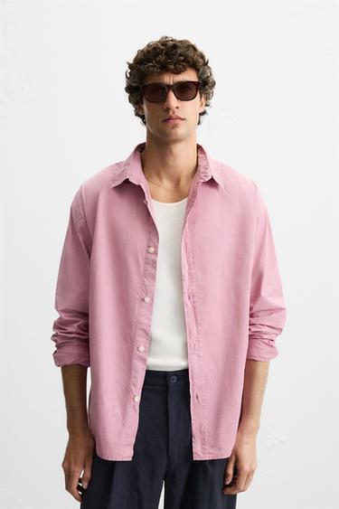 CHEMISE DÉLAVÉE EN COTON - Rose de Zara - Image 2