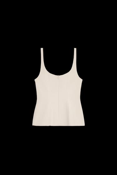 Zara ZIPPER PEPLUM TOP - Beige - Image 0