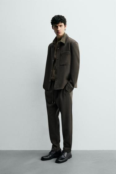 EASY CARE JOGGER WAIST TROUSERS - Green marl by Zara