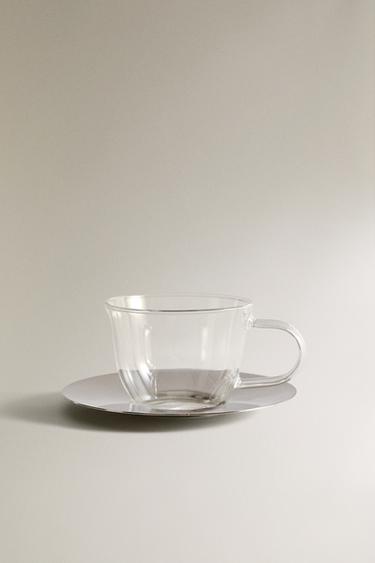 BOROSILICATE GLASS TEACUP AND SAUCER - 990 by Zara - Image 0