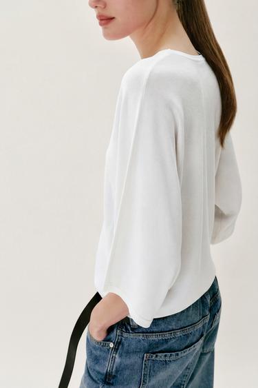 FLUID V-NECK KNIT JUMPER - White by Zara
