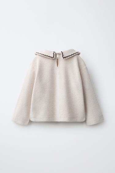 SCALLOPED COLLAR KNIT JUMPER — Sand / Marl 2