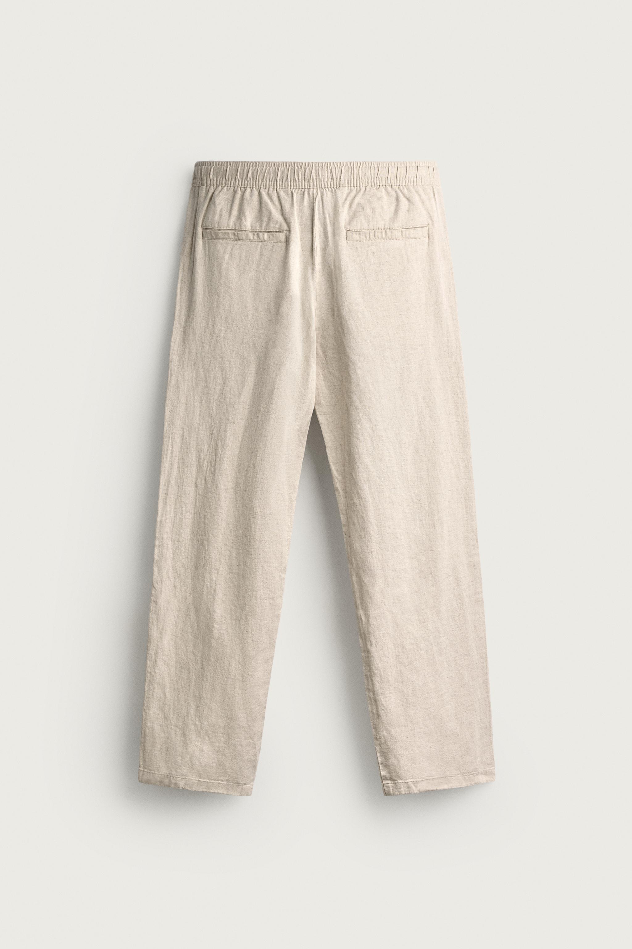 COTTON-LINEN RELAXED FIT PANTS - Light beige | ZARA United States