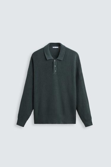 POLO PUNTO PERLADO - Verde pato de Zara