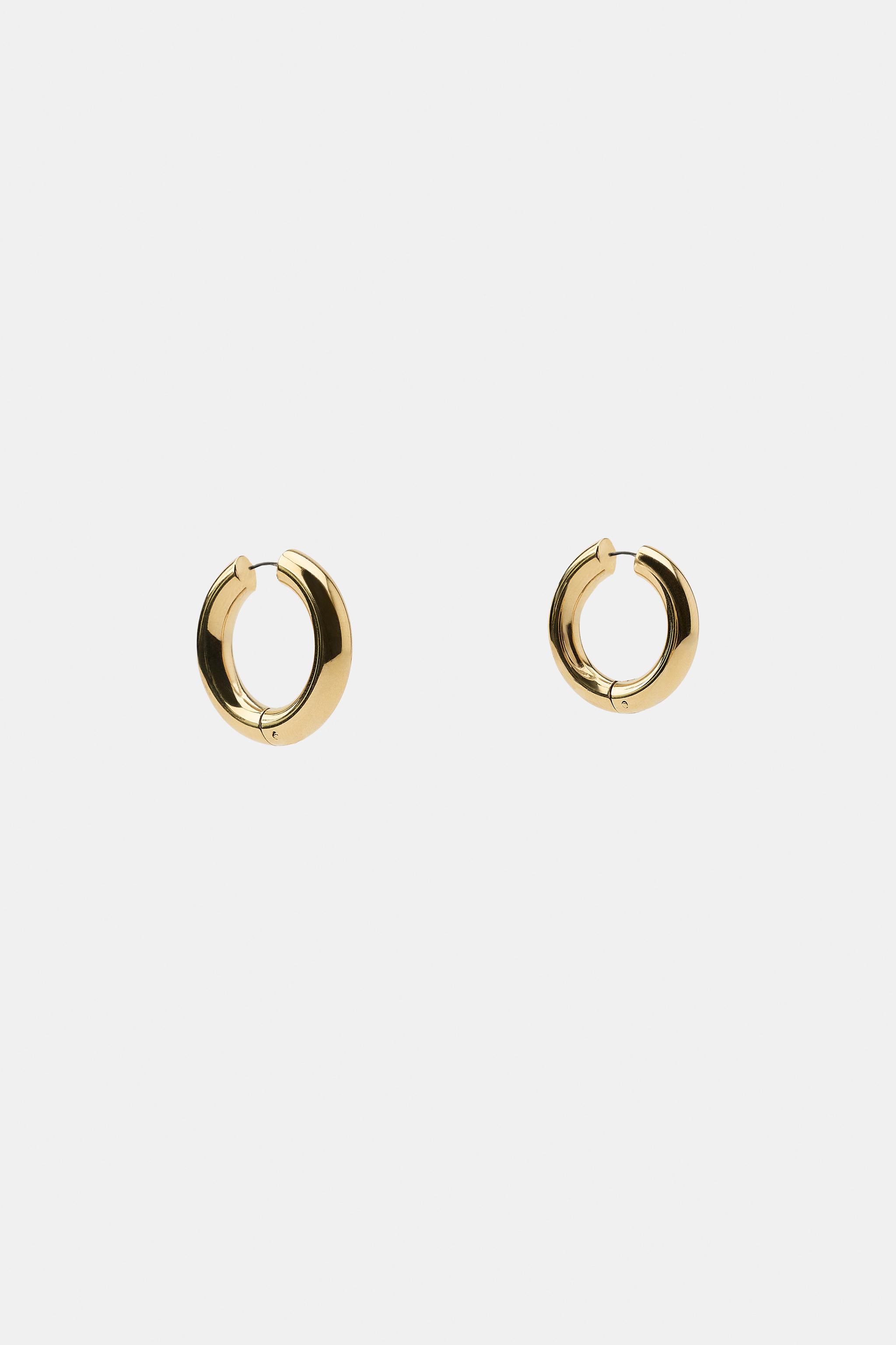 Женские аксессуары Zara WATERPROOF HOOP EARRINGS — фото 4
