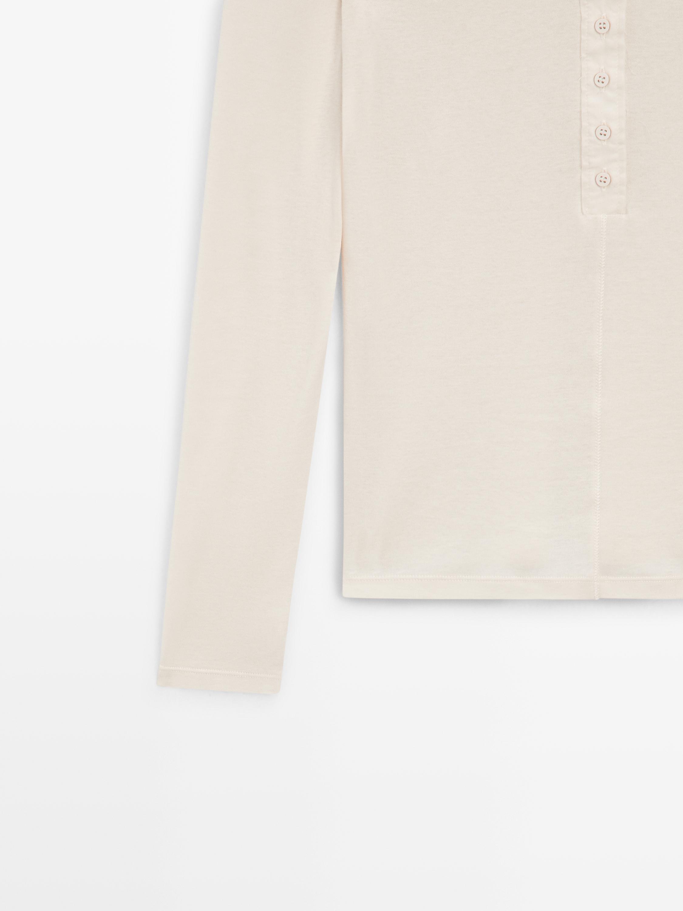 Button-up cotton T-shirt
