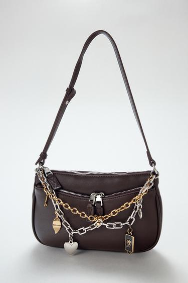 Zara MINI CROSSBODY BAG WITH CHARM DETAIL - Brown