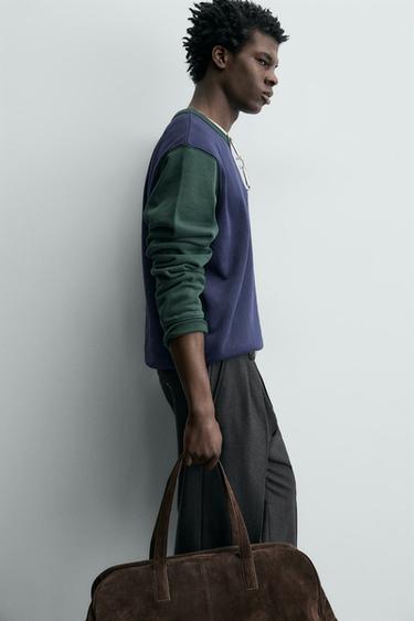 COLOUR BLOCK CREWNECK SWEATSHIRT - Black / Green by Zara - Image 5