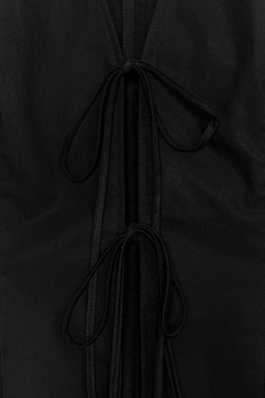 POPLIN SHIRT WITH TIED DETAILS ZW COLLECTION - Black by Zara - Image 6
