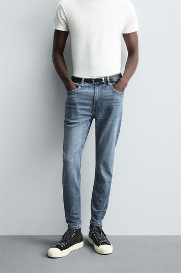 CROPPED SKINNY FIT JEANS - Mid-blue by Zara
