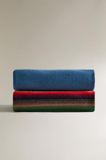 PLAID LAINE BANDE RAYURES MULTICOLORES - Bleu chiné de Zara - Image 1