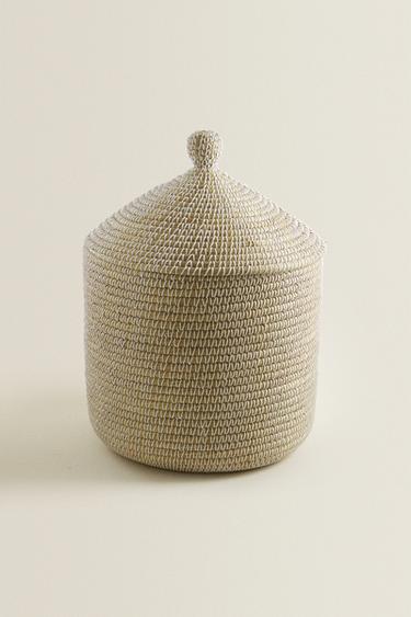 ROUND BASKET WITH LID - Light beige by Zara - Image 1