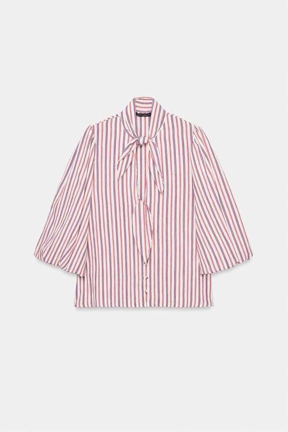 CAMISA RAYAS LAZADAS - rojo/marino de Zara - Imagen 0