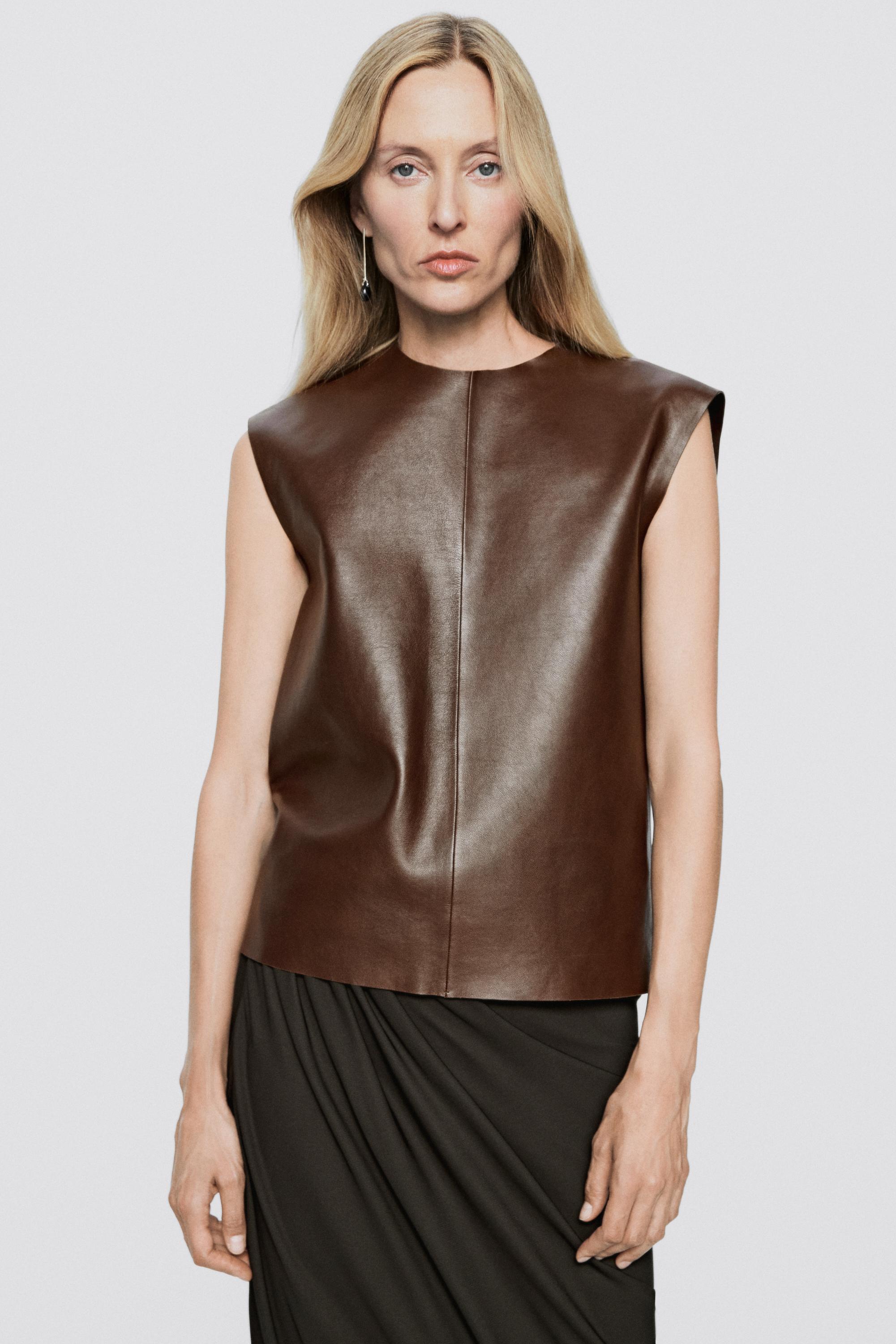 Round neck nappa leather top - LIMITED EDITION