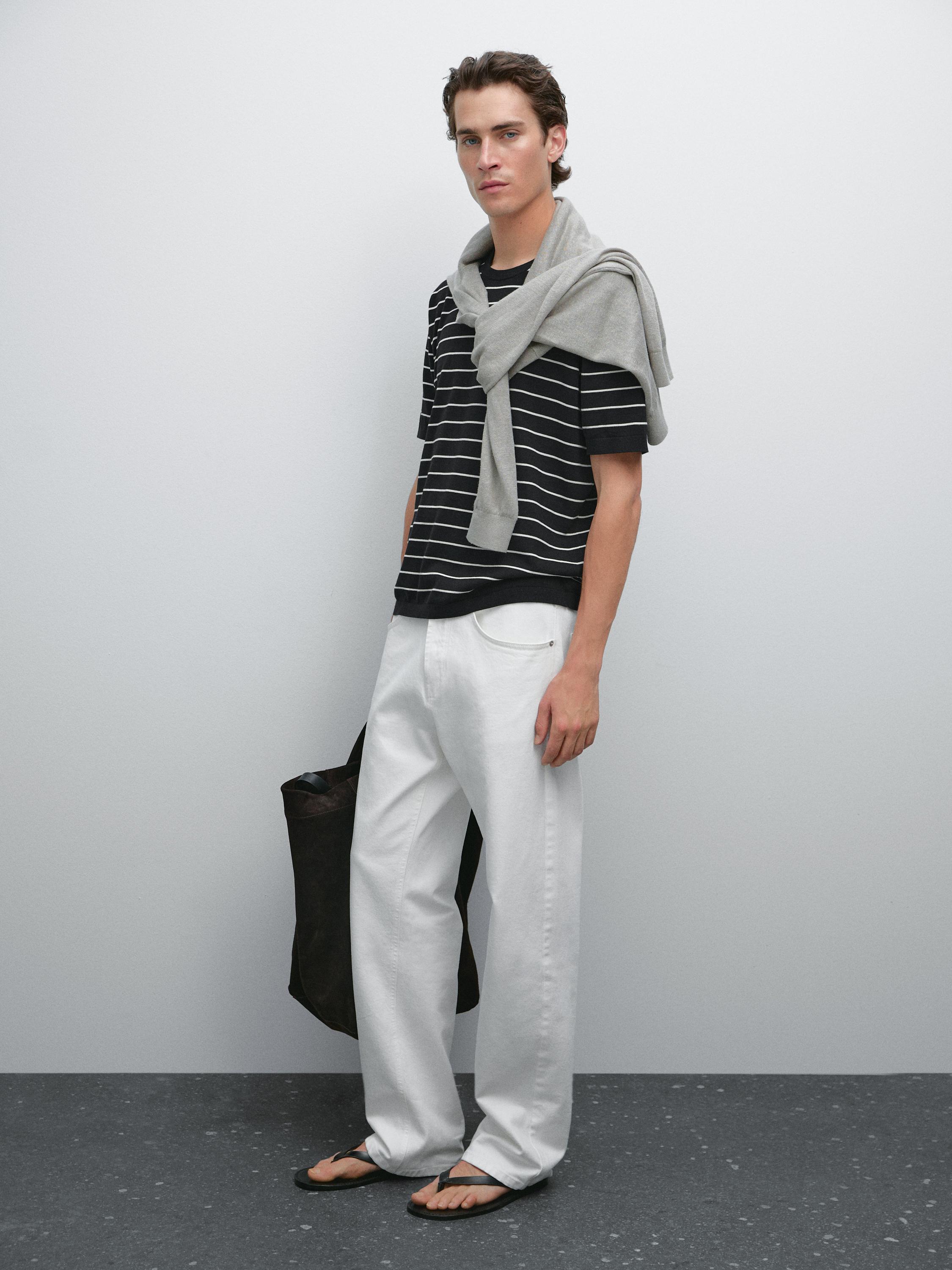 T-shirt à rayures en maille 100 % coton
