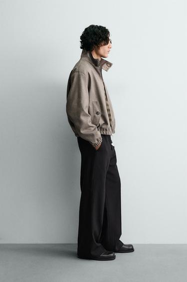 HERRINGBONE TEXTURED CROPPED FIT JACKET - Mink marl by Zara - Image 3