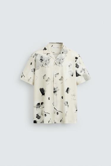 CAMISA ELÁSTICA ESTAMPADO FLORAL - Beige de Zara
