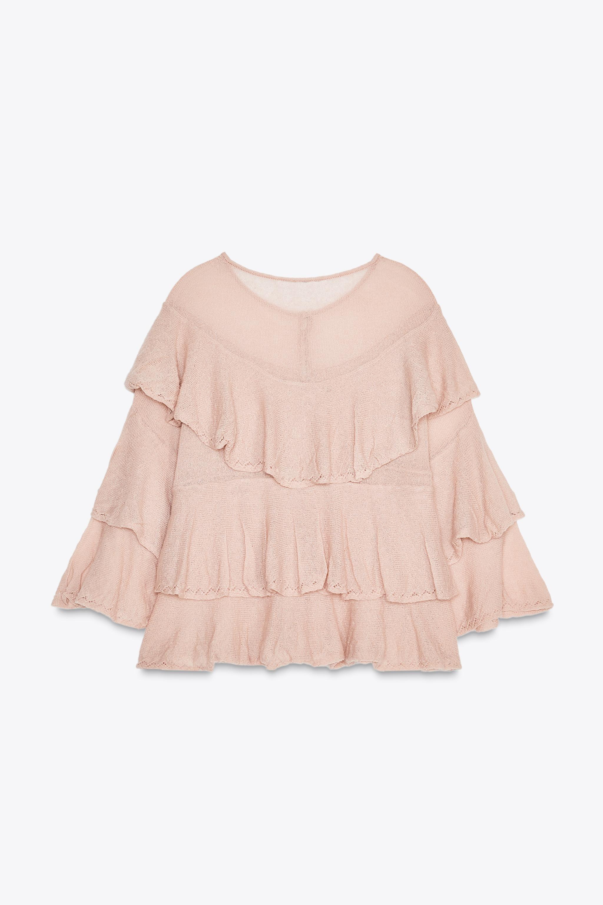 フリルトリムニットセーター - ローズ | ZARA Japan / 日本