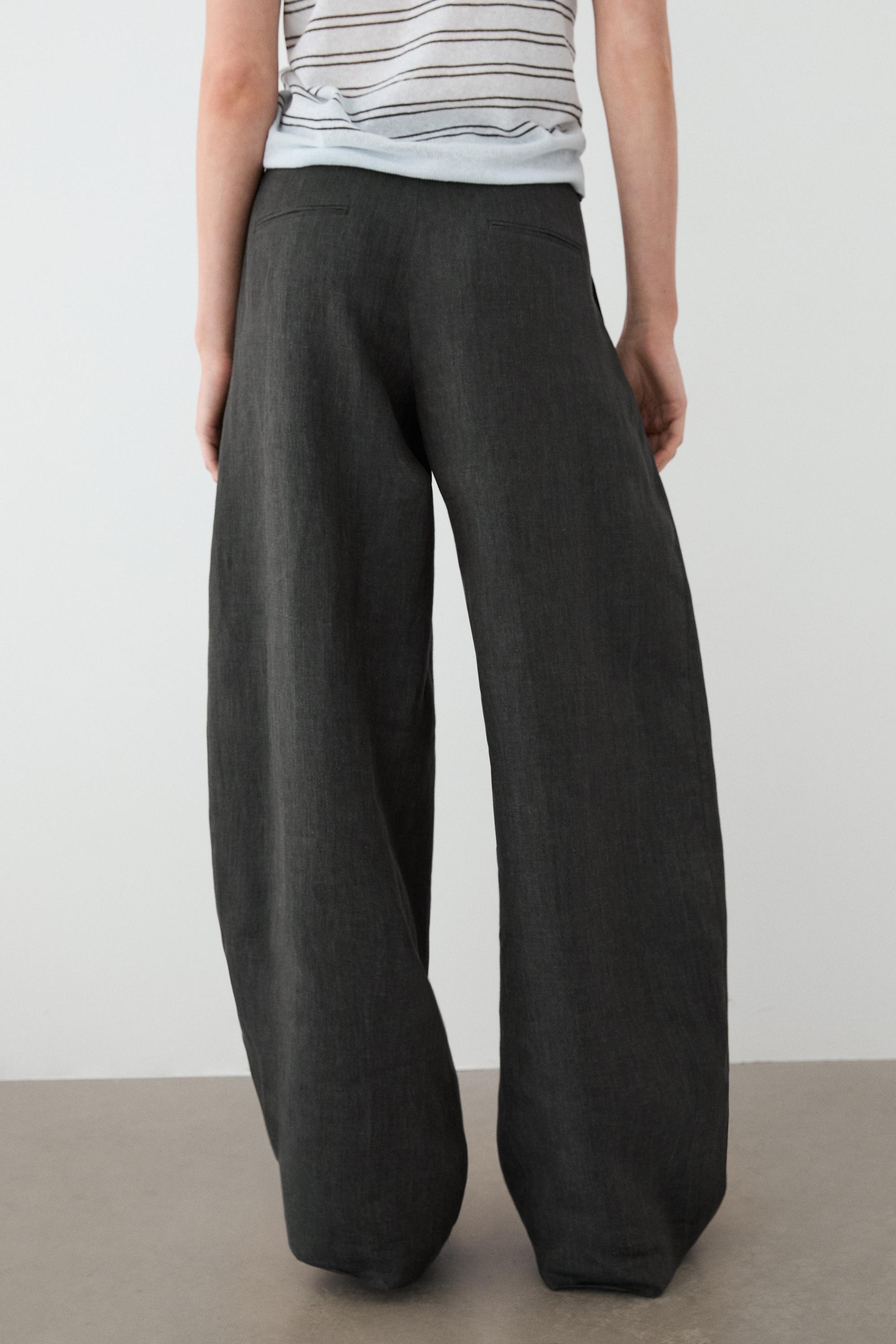 Melange trousers with linen side piece