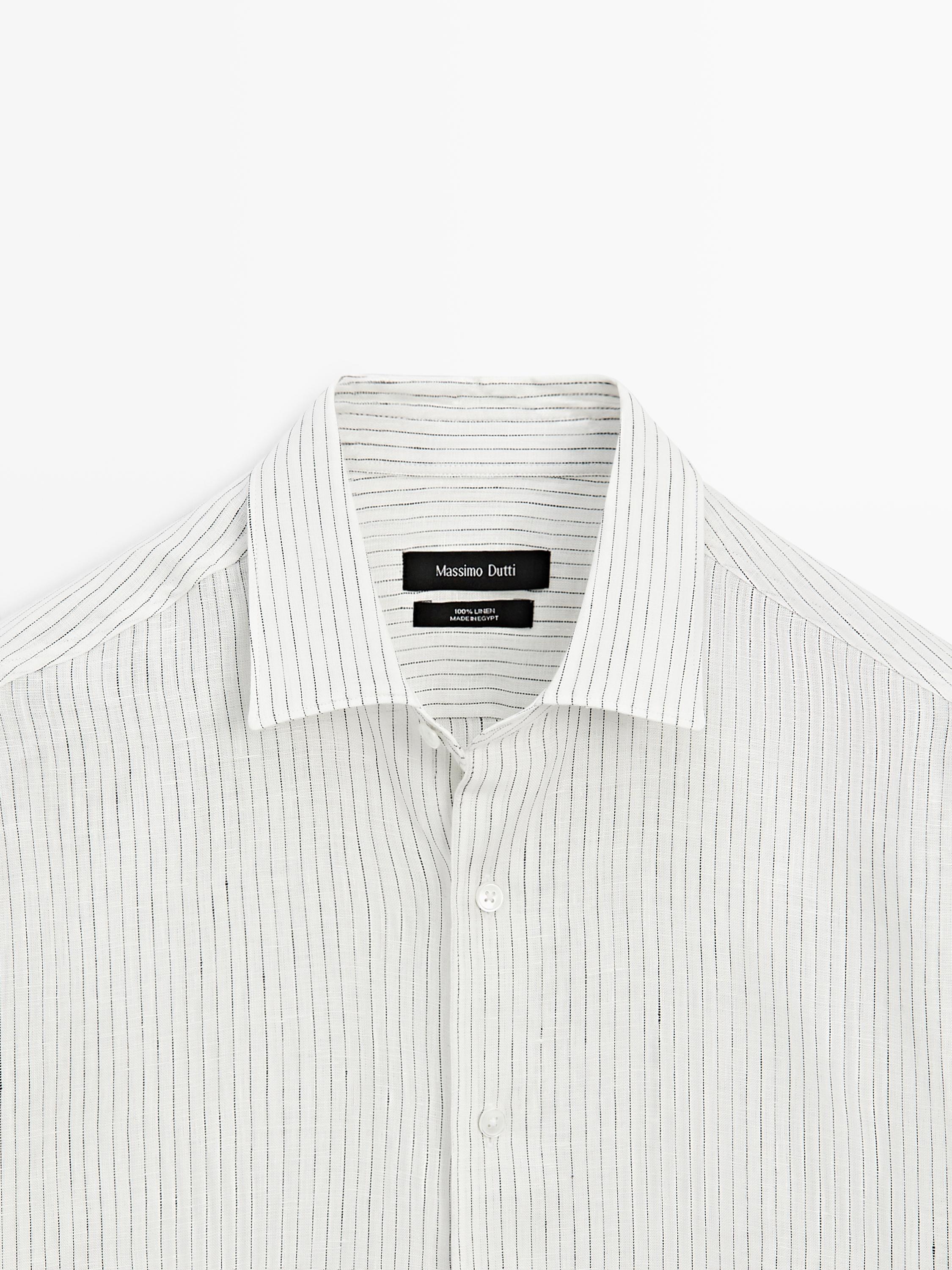 Chemise regular fit à rayures en lin