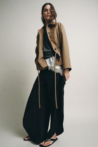 ZW COLLECTION WIDE-LEG TROUSERS WITH VENTS - Black by Zara