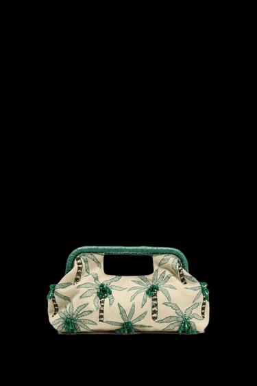 Zara BEADED DETAIL CLUTCH - Ecru - Image 0
