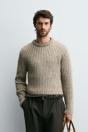 RIBBED TEXTURED JUMPER - Green / Blue by Zara