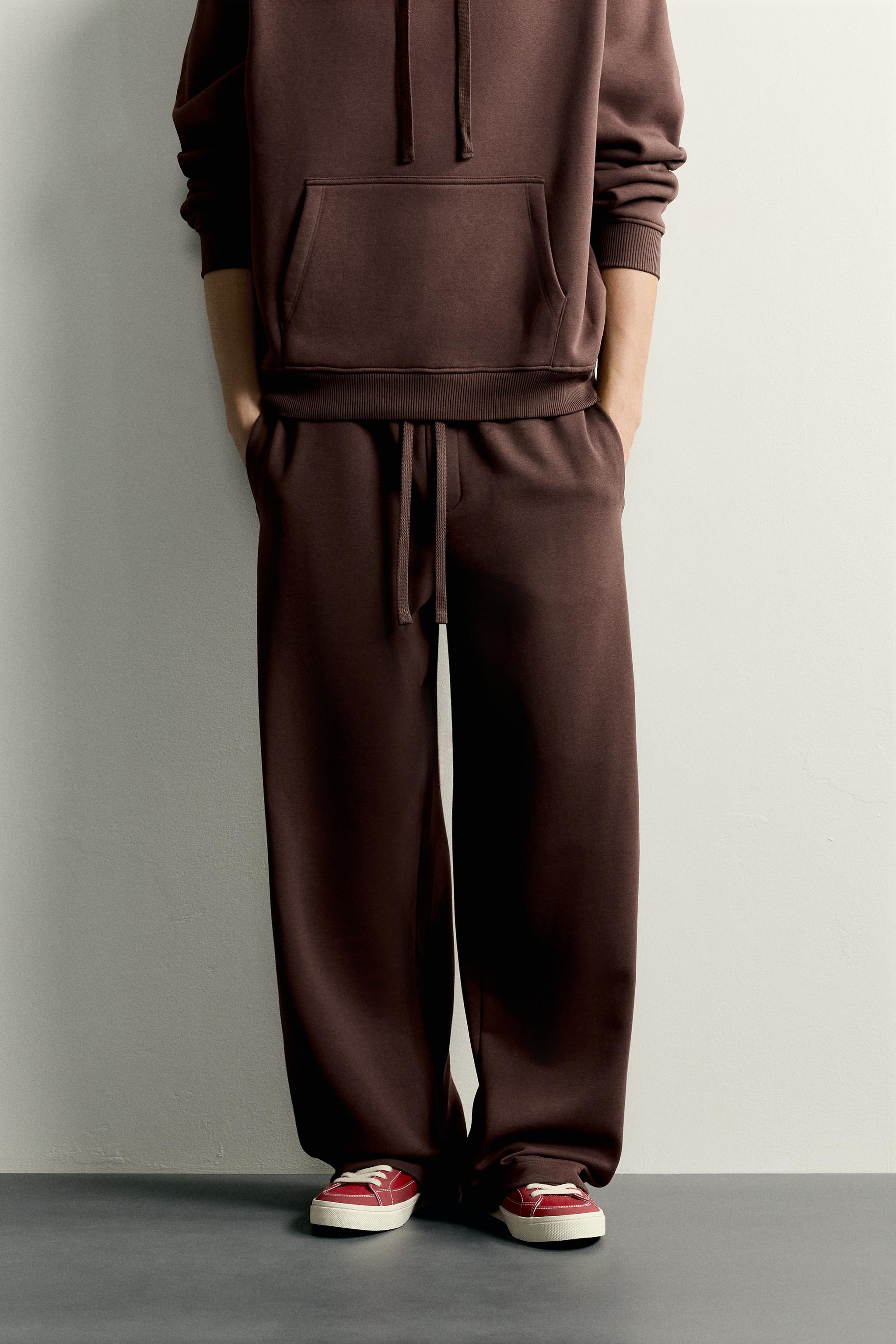 BASIC STRAIGHT-FIT SWEATPANTS — Brown