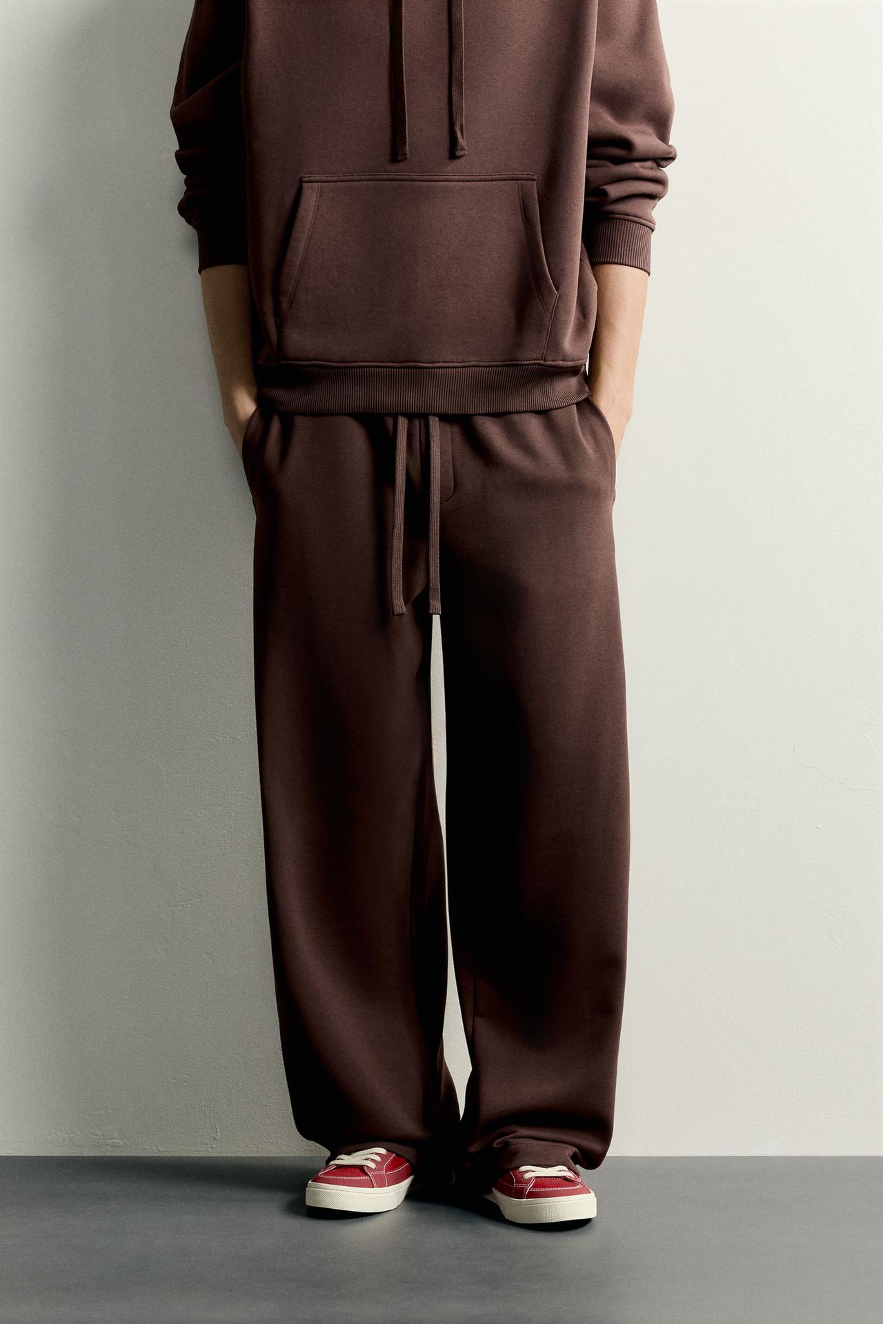 BASIC LOOSE-FIT SWEATPANTS — Brown
