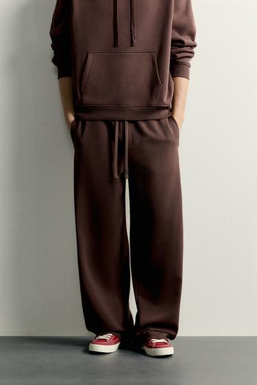 BASIC STRAIGHT-LEG JOGGERS - Brown by Zara