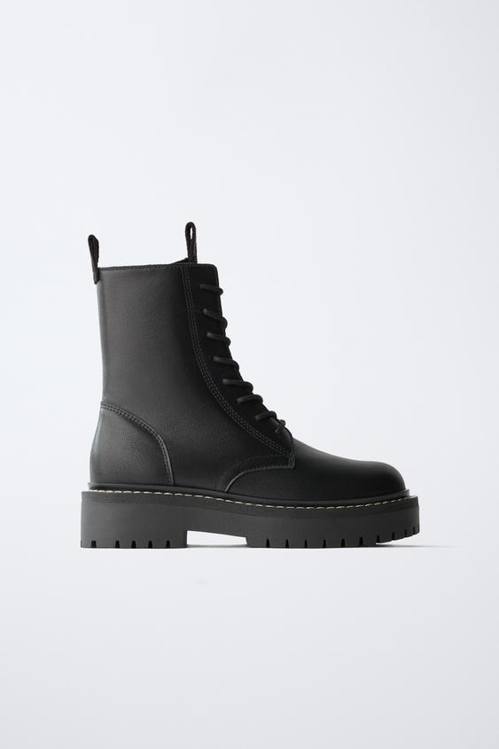 Zara NAHAST PAELTEGA POOLSAAPAD - Must - Pilt 0