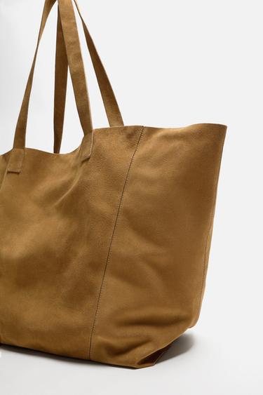 SAC SHOPPER EN CUIR - Marron caramel de Zara - Image 4