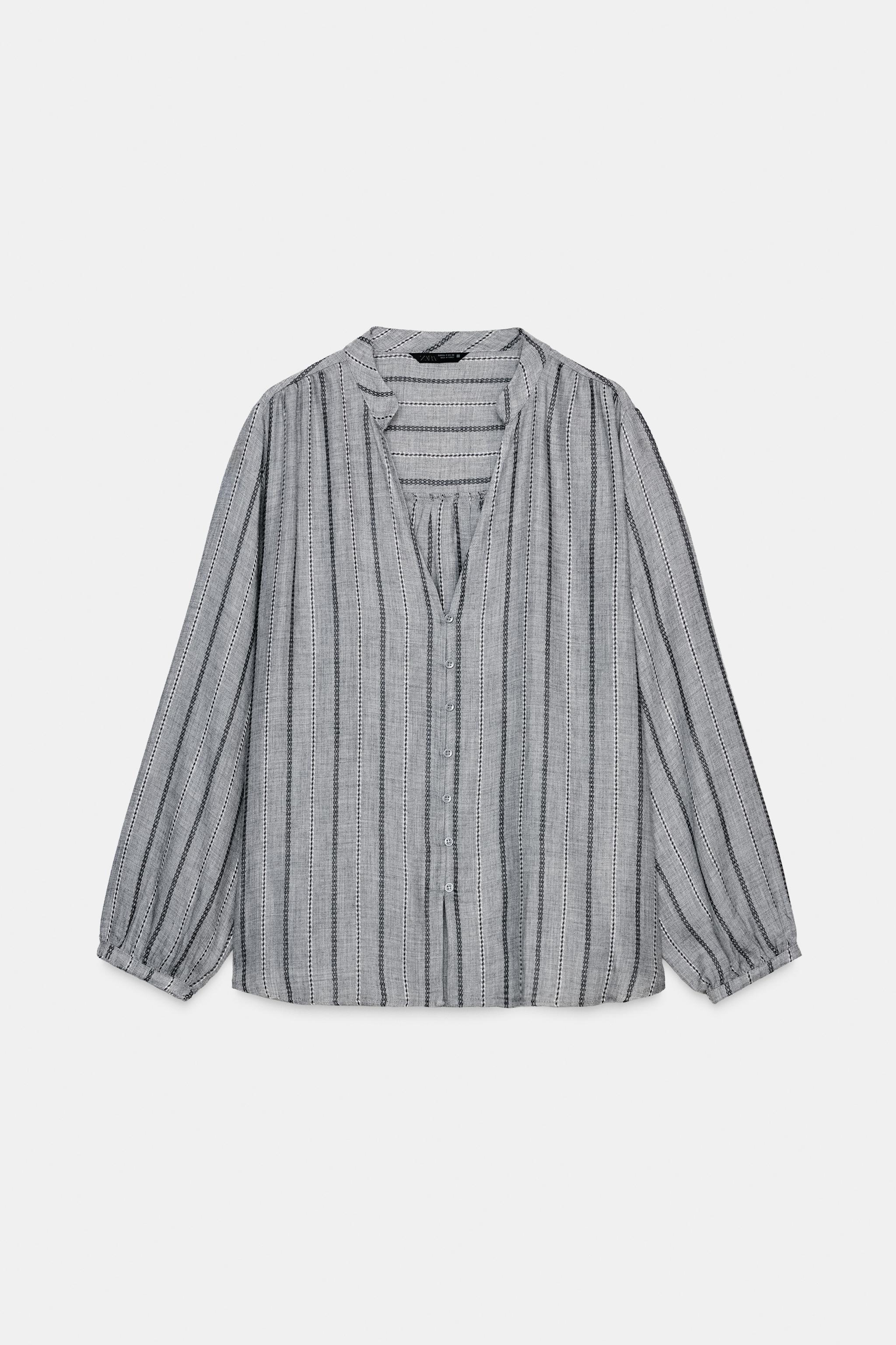 WOVEN STRIPED BLOUSE