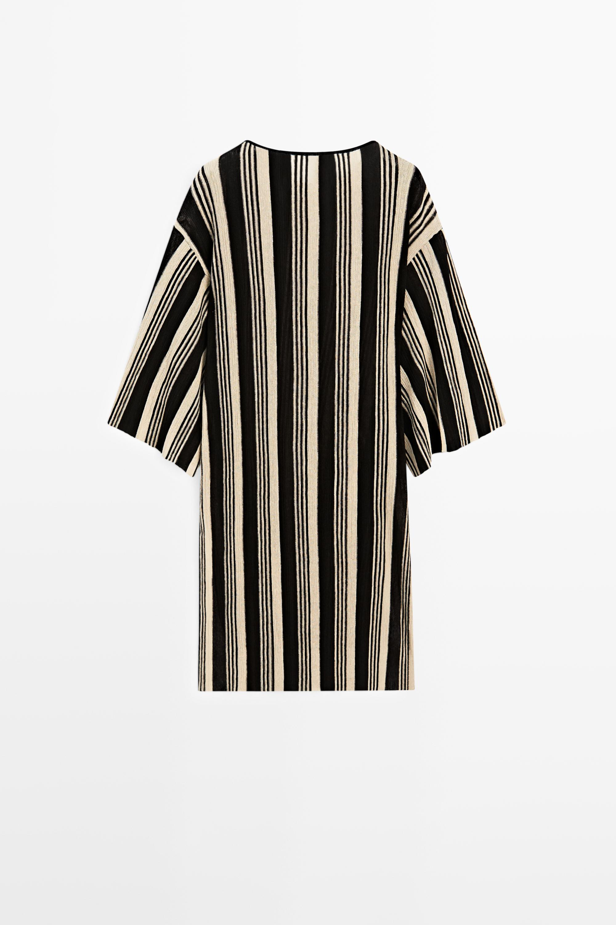 Striped knit kaftan sweater